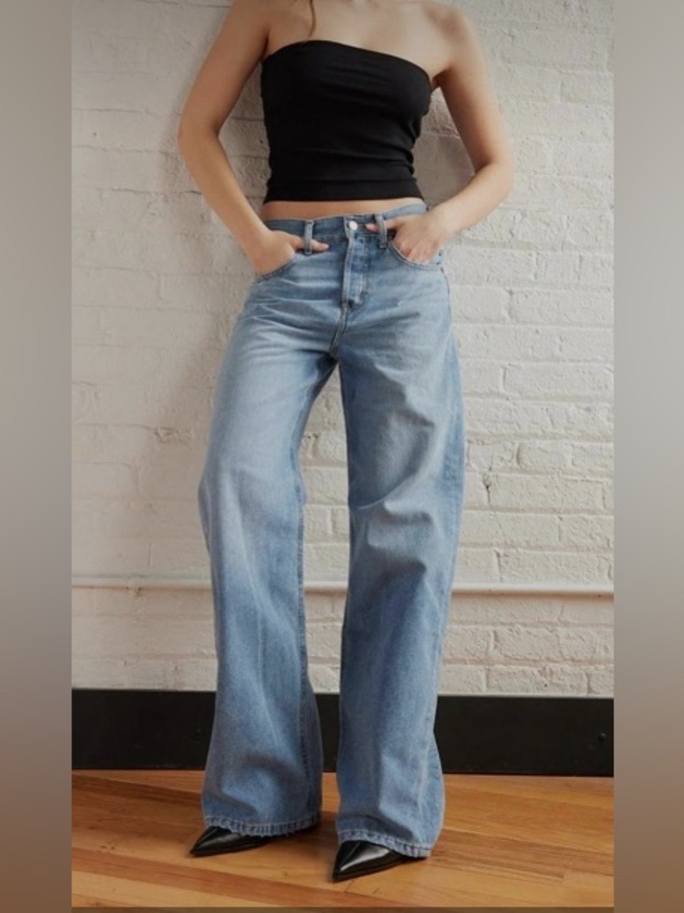 Etica High-Waist Wide-Leg Blue Women’s Jeans NWT  35” inseam
